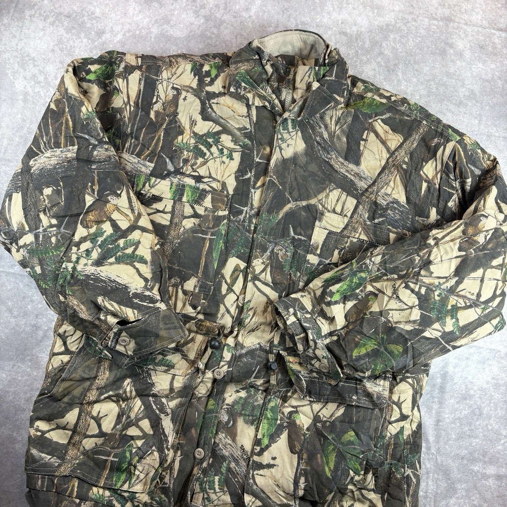 Vintage Camo Hunting Jacket Mens‎ XL Green Camouflage Quilted Lining Hunting